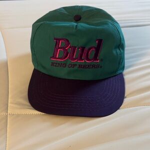 Bud King of Beers Vintage Teal and Purple Cap